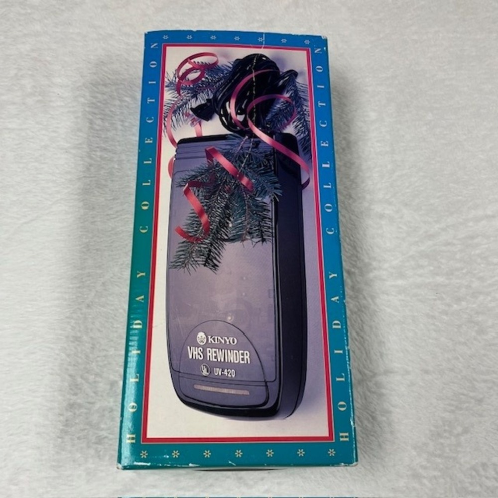 Kinyo VHS Video Cassette Rewinder UV-420 Holiday Collection Black Auto Eject Box